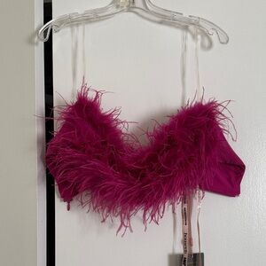 House of CB Feathered Bralette in Magenta